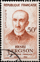 Philosopher Henri Bergson on french postage stamp