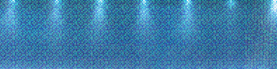 Blue ceramic wall pattern with lighting from ceiling, background.