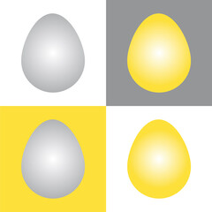 Group of Vector yellow and gray Easter eggs with sunlight isolated