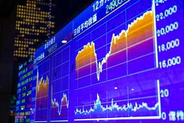 A Electric bulletin board at the business town in Yaezu Tokyo at night