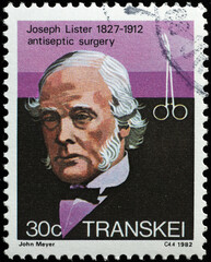 Joseph Lister, pioneer of antiseptic surgery on postage stamp