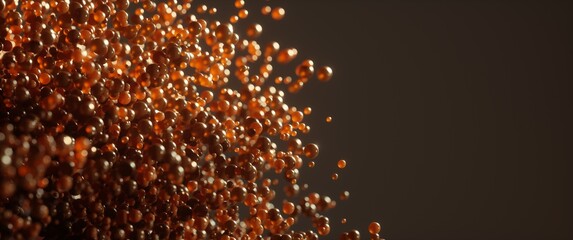Beautiful, light, gentle dark background with flying spheres. Abstract minimal futuristic balls backdrop. Empty space for text. 3D rendering