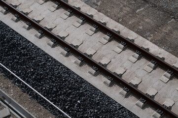 railway tracks on concrete sleepers for a highspeed train
