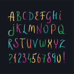 Colorful hand drawn alphabet