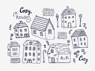 Doodle set of houses