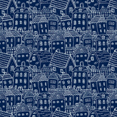 Seamless pattern of houses