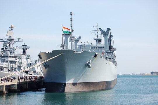 Kanagawa, Japan - April 14, 2007:Indian Navy INS Jyoti (A58), Jyoti-class Replenishment oiler.