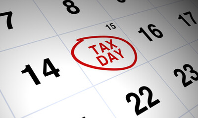 Tax day in calendar graphic