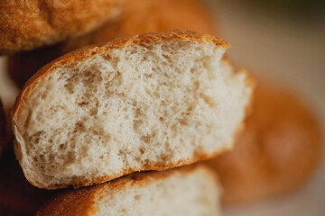 Cereal buns closeup made from whole grain flour
