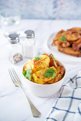 Roasted potato in a bowl