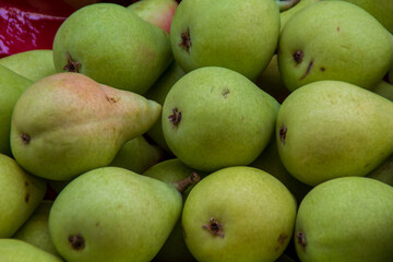 Little pears in a spanish food market