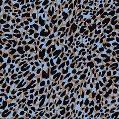 Seamless pattern made of leopard spots skin texture. African animal fur background. Spotted ornament. Vintage style. Good for wrapping, banner, fashion, textile and fabric.