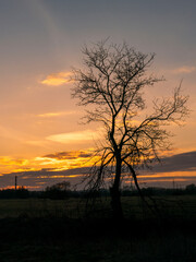 Fototapeta na wymiar Zachód słońca nad jeziorem Szałe, Pierwszy dzień wiosny, 20.03.21