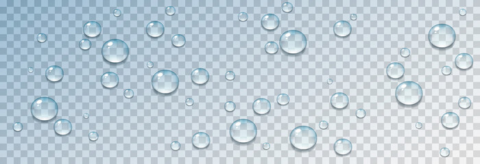 Fototapeta na wymiar Vector water drops. PNG drops, condensation on the window, on the surface. Realistic drops on an isolated transparent background.