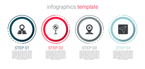 Set Location, Stop sign, and Infographic of city map navigation. Business infographic template. Vector