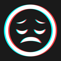 Cartoon smile emoticon symbol, icon in 3d effect with blue and red color