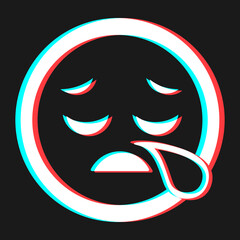 Cartoon smile emoticon symbol, icon in 3d effect with blue and red color