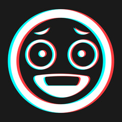 Cartoon smile emoticon symbol, icon in 3d effect with blue and red color