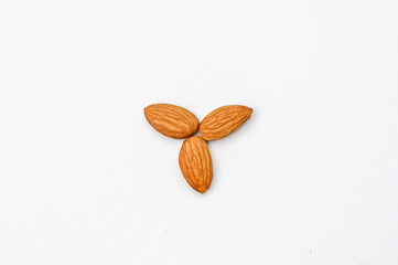 Almond, Closeup of almonds, with full depth of field. isolated white background