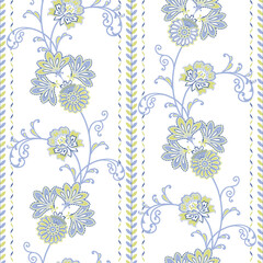 Jacobean seamless vector design, Cool color combo
