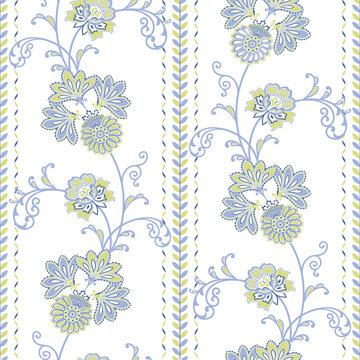 Jacobean seamless vector design, Cool color combo