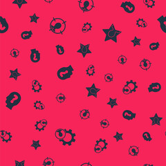 Set Head hunting, , with question mark and on seamless pattern. Vector