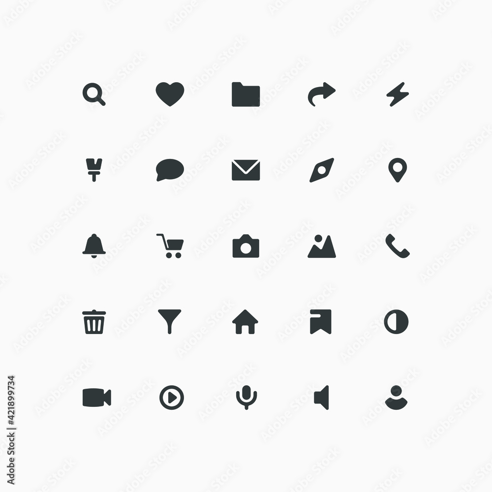 Wall mural Vector set of icons for website and application development 