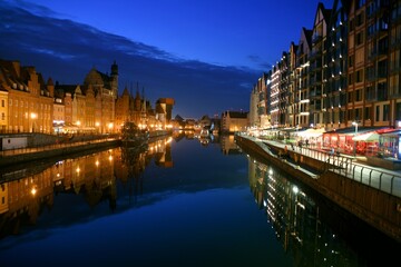 Gdansk, night, historic, tourist Polish city,
evening sightseeing,