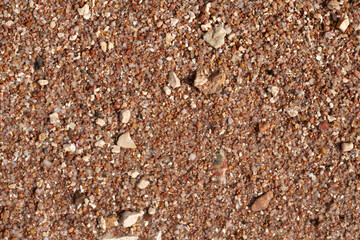 texture of small stones and sand. Background from beach pebbles. View from above. blank for text. High quality photo