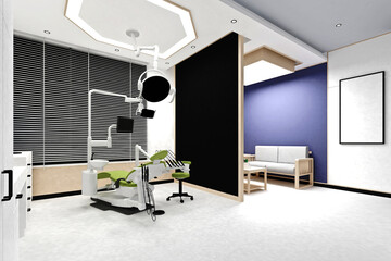 Naklejka premium 3d render of clinic interior, consulting room, doctor room