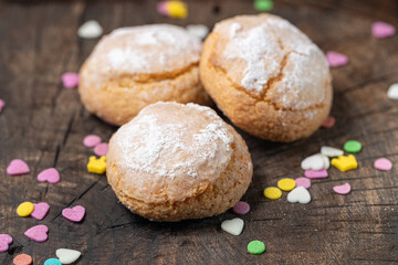coconut biscuits on a wooden table