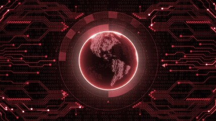 Red Earth Globe HUD Animation Loop Background