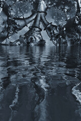 3d illustration. Fantastic image of a metal structure