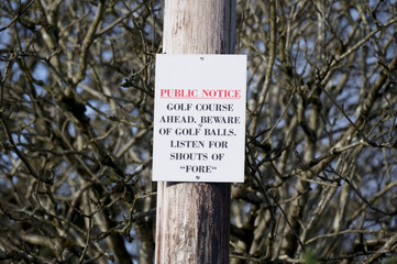 Beware of Golf Balls Sign Caution and Warning Danger