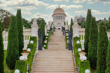 Shrine of the Bab and Bahai gardens on the slopes of the Carmel Mountain. Bahai World Center in Haifa, Israel.