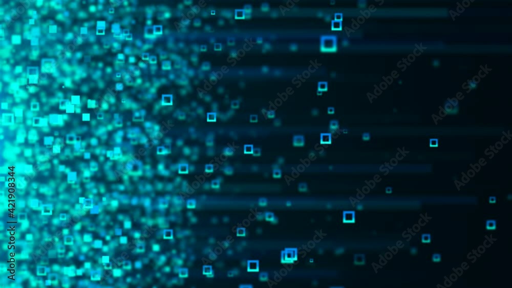 Poster digital backdrop with stroke particles, computer generated. 3d render streaming data
