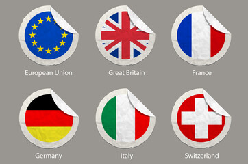 EU Flags Paper Stickers