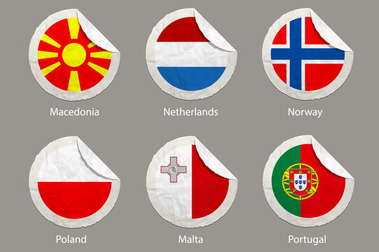 EU Flags Paper Stickers