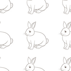 vector graphic seamless pattern with rabbits