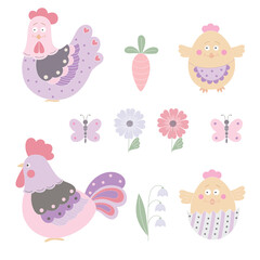 vector simple graphic illustration funny chicken family-03