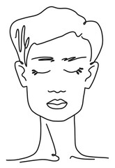 Line drawing face aesthetic contour. Abstract woman portrait. Sketch Vector illustration