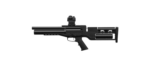 Modern air rifle with a collimator sight isolate on a white background. Pneumatic weapons for...