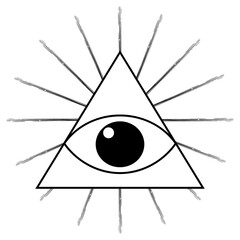 All-seeing eye, mystical symbol, radiant delta. Masonic symbol, symbolizing the Great Architect of the Universe. 