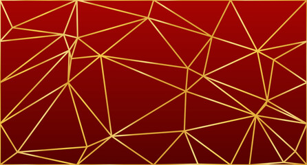 Abstract low poly with gold lines background illustration. Low poly banner with triangle shapes. Triangles mosaic. Vector illustration