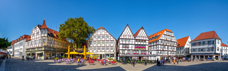 Marktplatz Panorama, Soest, Nordrhein-Westfalen, Deutschland  - obrazy, fototapety, plakaty