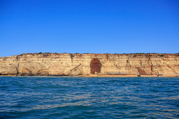 View from the sea of the "afurada" beach Algarve