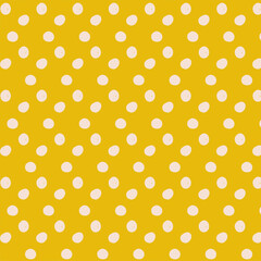Hand drawn polka dots vector seamless pattern.Abstract geometric organic polka dot texture.Messy polka dot background.Simple rough dotted irregular point backdrop.Childish decorative illustration.
