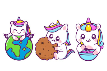 group of cute unicorn character