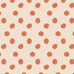 Hand drawn polka dots vector seamless pattern.Abstract geometric organic polka dot texture.Messy polka dot background.Simple rough dotted irregular point backdrop.Childish decorative illustration.