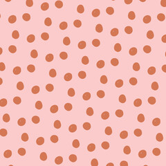 Hand drawn polka dots vector seamless pattern.Abstract geometric organic polka dot texture.Messy polka dot background.Simple rough dotted irregular point backdrop.Childish decorative illustration. © deniz
